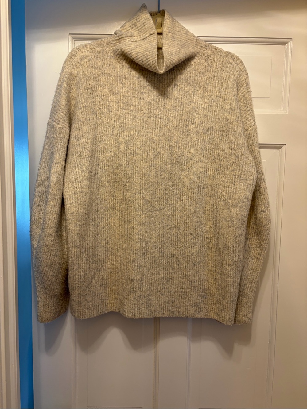 French Connection Cream Ribbed Turtleneck Sweater